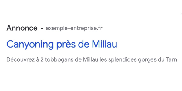 Annonce Google Ads pour le trafic