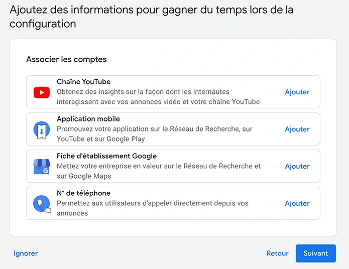 Associer des informations à Google Ads